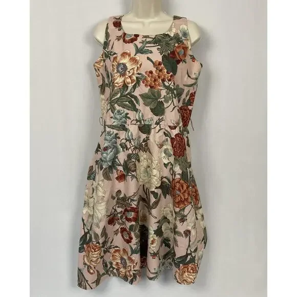 Vtg Sabino Dress Womens Medium Romantic Botanical Floral Cottagecore 80s Pockets - Picture 2 of 16